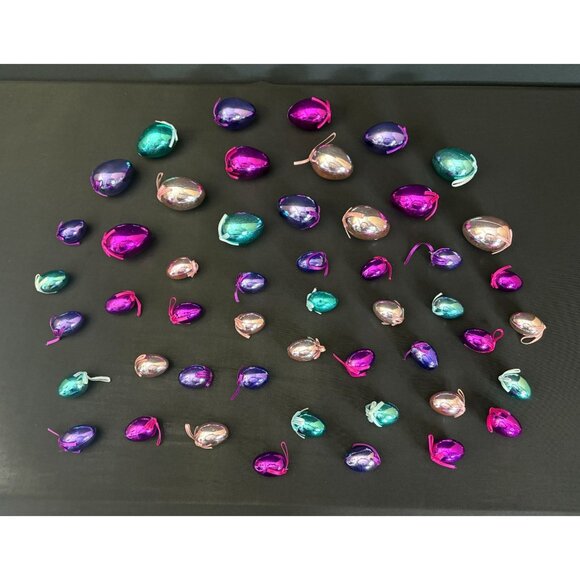 Easter Egg Ornaments Vintage Metallic Decorations Hanging Holiday Tree Fiesta 50 - Picture 2 of 5